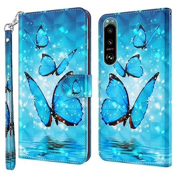 Wonder Series Sony Xperia 5 III Wallet Case - Blue Butterfly