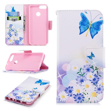 Huawei P Smart Wonder Series Wallet Case - Blue Butterfly