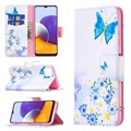Samsung Galaxy A22 5G, Galaxy F42 5G Wonder Series Wallet Case - Blue Butterfly