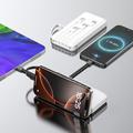 Wozinsky W11-W 10000mAh Power Bank with 4 Cables, Phone Stand, LED Flashlight - White
