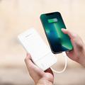 Wozinsky W11-W 10000mAh Power Bank with 4 Cables, Phone Stand, LED Flashlight - White