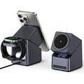 X11 Qi2 15W 3-in-1 MagSafe Wireless Charger Stand with LED Clock - Black