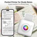 X3 Mini Pocket Thermal Printer with Bluetooth, RGB Light - White