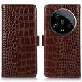 Xiaomi 14 Ultra Crocodile Series Wallet Leather Case with RFID - Brown