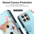 Xiaomi 17 Cute Cat Wallet Case with Card Holder, Zipper Pocket & Wrist Strap