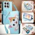 Xiaomi 17 Cute Cat Wallet Case with Card Holder, Zipper Pocket & Wrist Strap