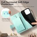 Xiaomi 17 Cute Cat Wallet Case with Card Holder, Zipper Pocket & Wrist Strap - Green