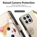 Xiaomi 17 Cute Cat Wallet Case with Card Holder, Zipper Pocket & Wrist Strap - Khaki