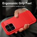 Xiaomi 17T Brushed TPU Case - Carbon Fiber - Red