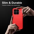 Xiaomi 17T Brushed TPU Case - Carbon Fiber - Red