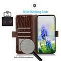Xiaomi 17T Crocodile Series Wallet Leather Case with RFID - Brown