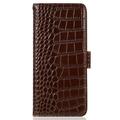 Xiaomi 17T Crocodile Series Wallet Leather Case with RFID - Brown
