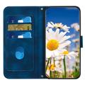 Xiaomi 17T Floral Wallet Case with Card Slots - Dark Blue