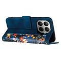Xiaomi 17T Floral Wallet Case with Card Slots - Dark Blue