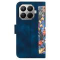 Xiaomi 17T Floral Wallet Case with Card Slots - Dark Blue