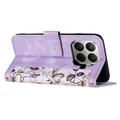 Xiaomi 17T Floral Wallet Case with Card Slots - Light Purple