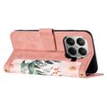 Xiaomi 17T Floral Wallet Case with Card Slots - Pink