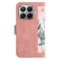 Xiaomi 17T Floral Wallet Case with Card Slots - Pink