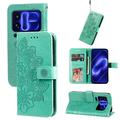 Xiaomi 18 Pro Max Mandala Wallet Case with Wrist Strap - Mint Green
