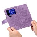 Xiaomi 18 Pro Max Mandala Wallet Case with Wrist Strap - Purple