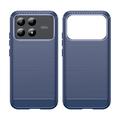 Xiaomi Poco F9 Pro Brushed TPU Case - Carbon Fiber - Blue