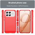Xiaomi Poco F9 Pro Brushed TPU Case - Carbon Fiber - Red