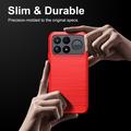 Xiaomi Poco F9 Ultra Brushed TPU Case - Carbon Fiber - Red