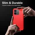 Xiaomi Poco X8 Power Brushed TPU Case - Carbon Fiber - Red