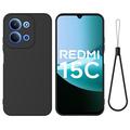 Xiaomi Redmi 15C Liquid Silicone Case with Hand Strap - Black