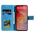 Xiaomi Redmi 15a Mandala Wallet Case with Wrist Strap - Blue