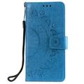 Xiaomi Redmi 15a Mandala Wallet Case with Wrist Strap - Blue