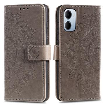 Xiaomi Redmi 15a Mandala Wallet Case with Wrist Strap - Grey