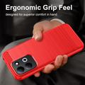 Xiaomi Redmi 17 5G/4G Brushed TPU Case - Carbon Fiber - Red