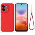 Xiaomi Redmi 17 5G/4G/M100 Liquid Silicone Case with Hand Strap - Red