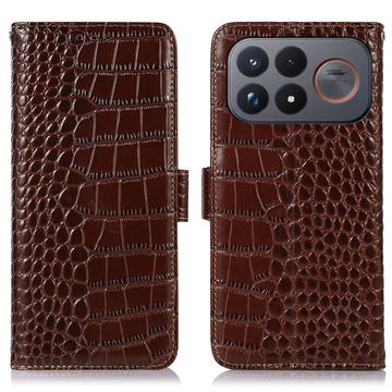 Xiaomi Redmi K100 Pro Max/Poco F9 Ultra Crocodile Series Wallet Leather Case with RFID - Brown