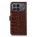 Xiaomi Redmi K100 Pro Max/Poco F9 Ultra Crocodile Series Wallet Leather Case with RFID - Brown