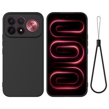 Xiaomi Redmi K100 Pro Max/Poco F9 Ultra Liquid Silicone Case with Hand Strap - Black