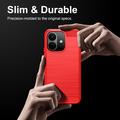 Xiaomi Redmi Note 17 Pro Brushed TPU Case - Carbon Fiber - Red