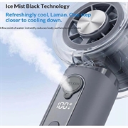 Y72 Portable Ice Mist Cooling Fan with Smart Display - 3000mAh - Grey