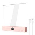 YSJ-019 Plus Clear Acrylic LED Bedside Lamp - Type-C Charging - Pink