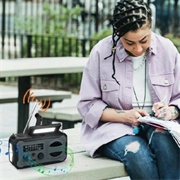 YX328 Emergency Hand Crank Solar Radio with Flashlight, 4000mAh Power Bank (Open Box - Excellent) - Grey