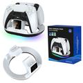 YZC-523 Dual Charging Stand for PS5/PS5 Edge Controller - RGB Dock, OLED Display - White