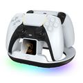 YZC-523 Dual Charging Stand for PS5/PS5 Edge Controller - RGB Dock, OLED Display - White