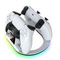 YZC-523 Dual Charging Stand for PS5/PS5 Edge Controller - RGB Dock, OLED Display - White