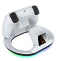 YZC-523 Dual Charging Stand for PS5/PS5 Edge Controller - RGB Dock, OLED Display - White