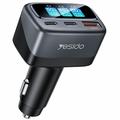 Yesido Y75 105W 3-Port Car Charger with TFT Display - Black