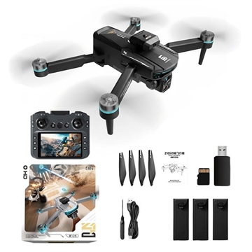 Z105 Dual-Camera Smart Drone with 4.3" Display Controller, 3 Batteries - Black