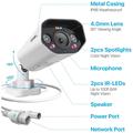 ZOSI 5MP PoE Add-On Security Camera with Sound Light Siren - White