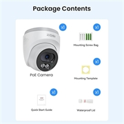 ZOSI C220 4MP Outdoor PoE Security Camera with AI Human Detection - White