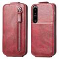 Zipper Pocket Sony Xperia 1 IV Vertical Flip Case - Red